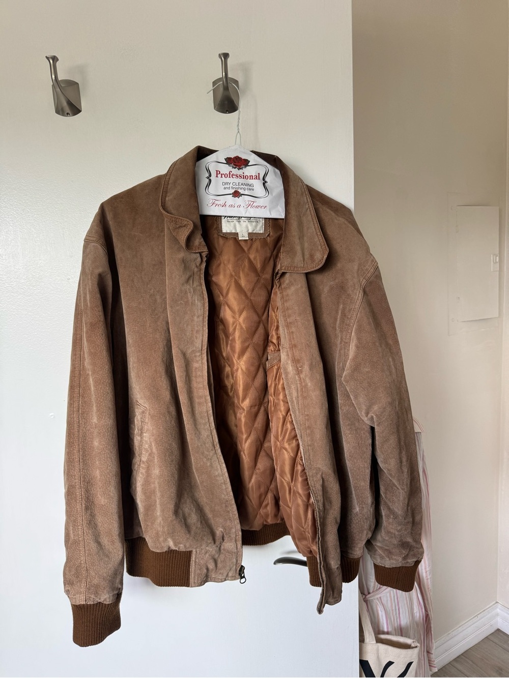 Norm Thompson Brown Genuine Suede Bomber Jacket